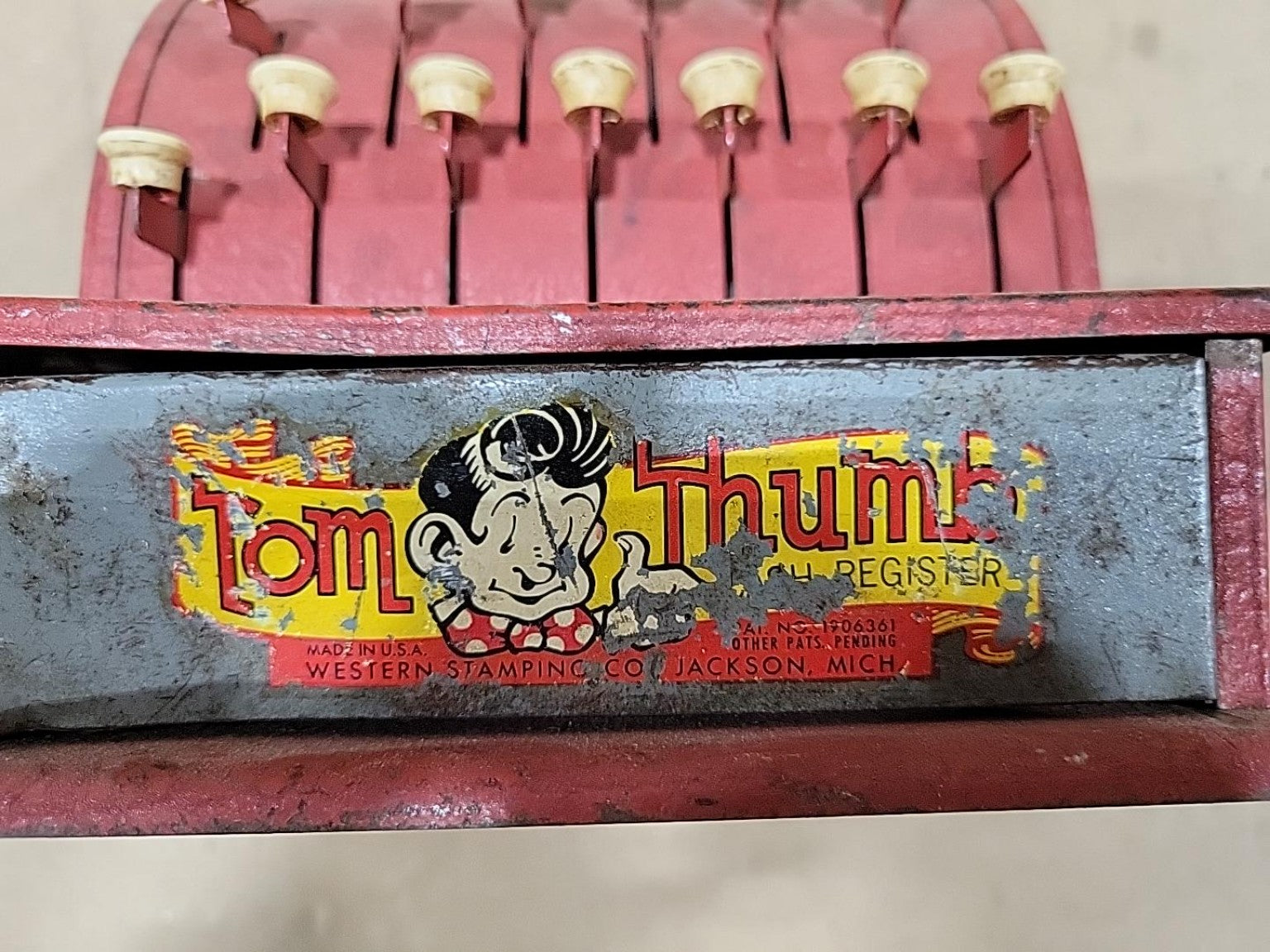 Vintage 1950s Tom Thumb Metal Toy Cash Registe