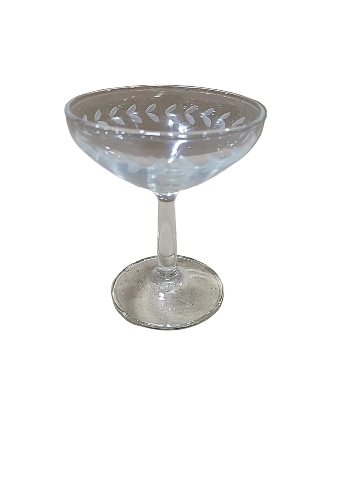 Vintage Etched Leaf Champagne Coupes – Set of 6