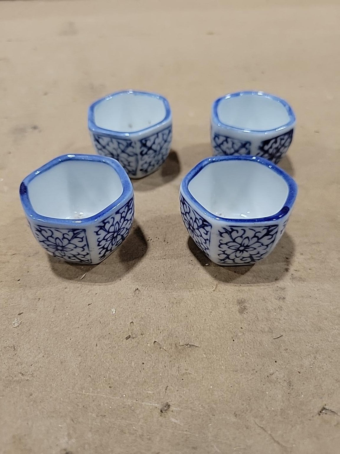 Miniature Hand-Painted Delft Blue & Chinese Tea Set