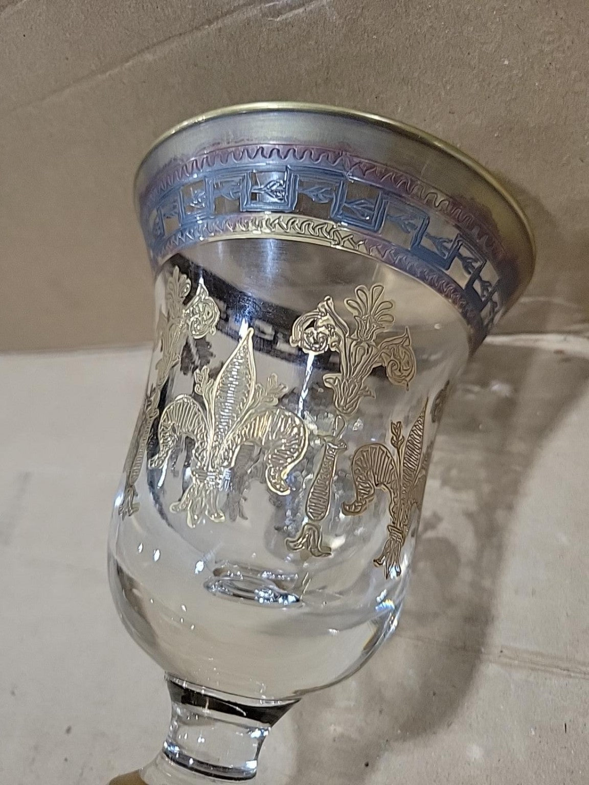 Vintage Silver & Gold Fleur-de-Lis Goblets – Set of 2