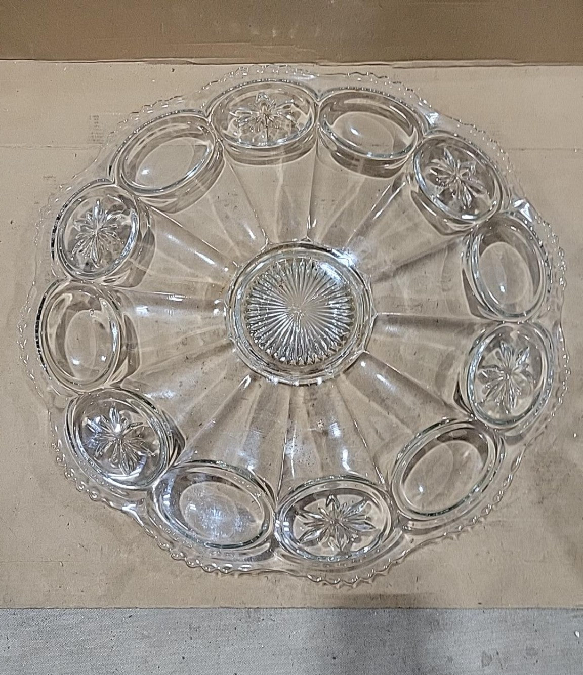 Vintage Halle Bros. Pressed Glass Punch Bowl Set