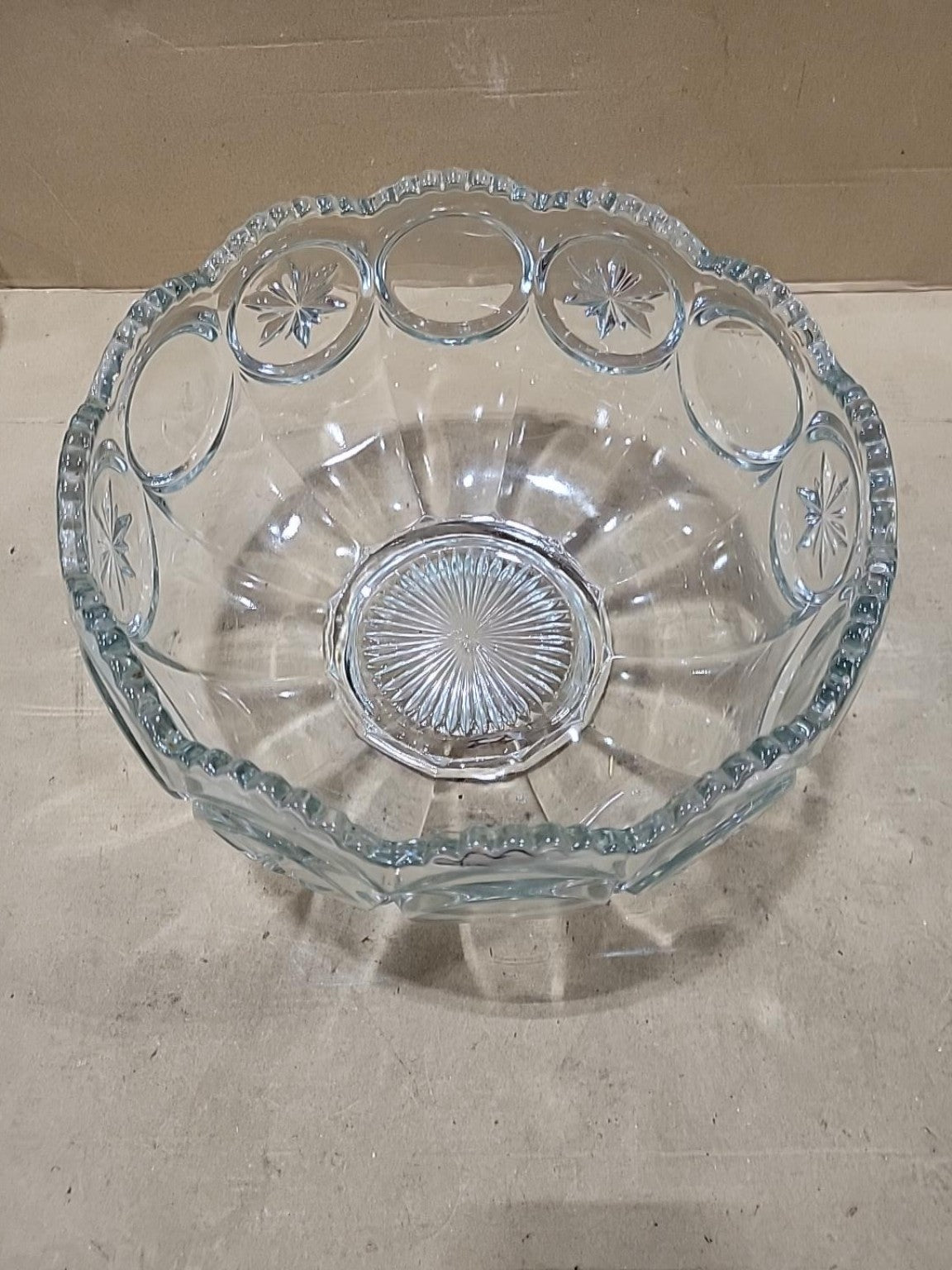 Vintage Halle Bros. Pressed Glass Punch Bowl Set