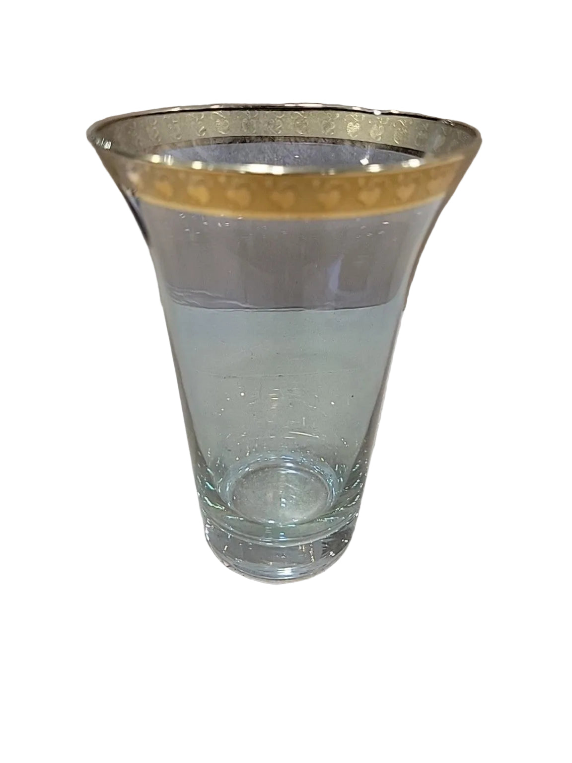 Vintage Gold-Banded Glass Vase & Stemware Set of 3
