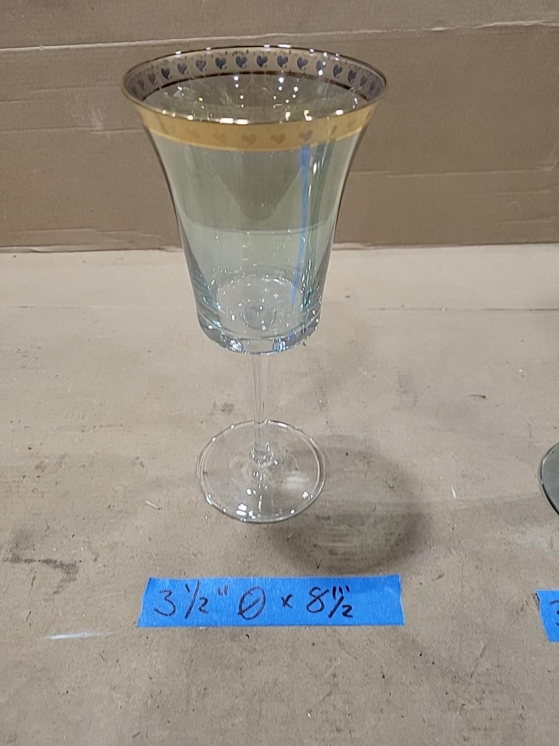 Vintage Gold-Banded Glass Vase & Stemware Set of 3
