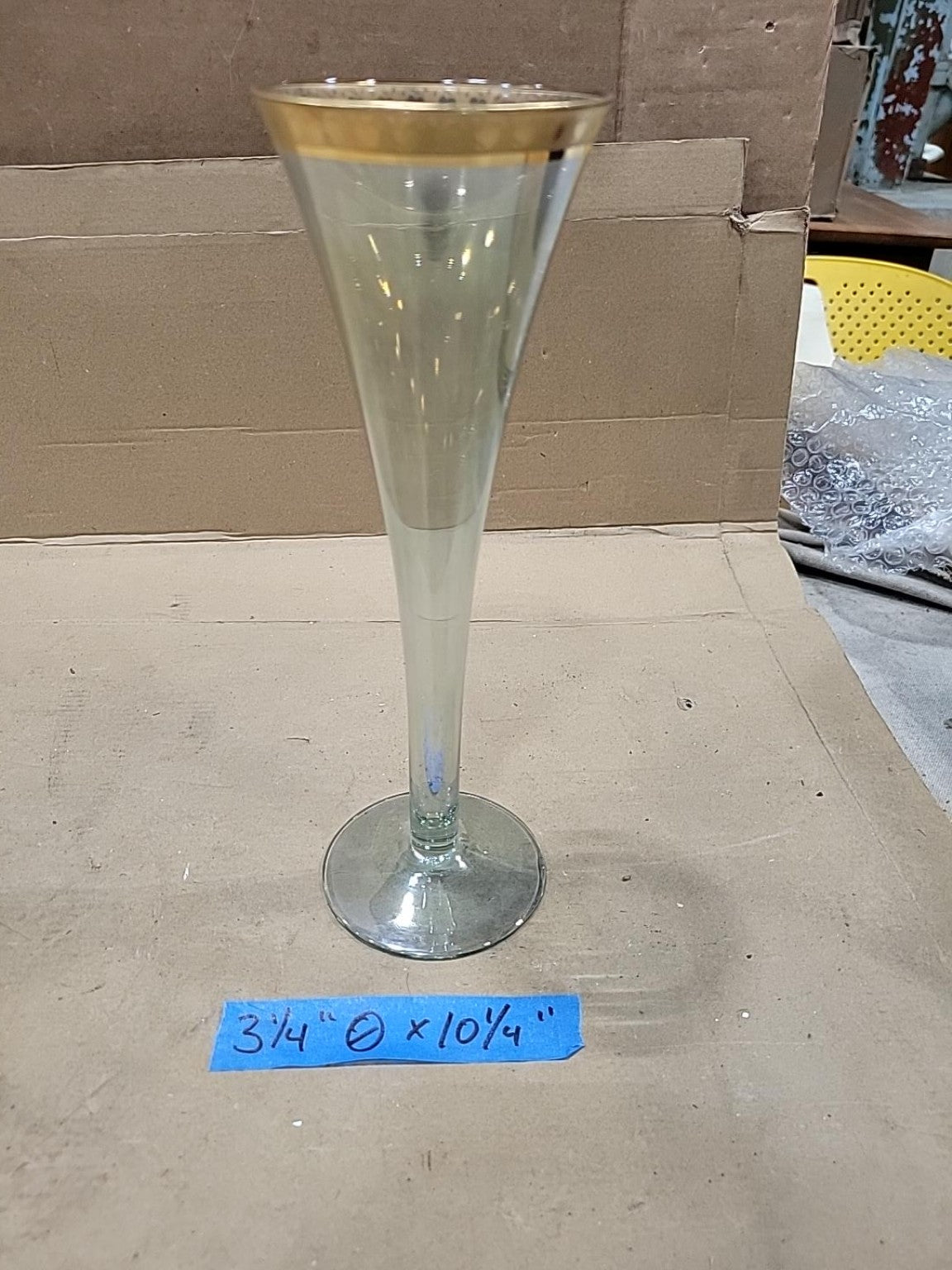 Vintage Gold-Banded Glass Vase & Stemware Set of 3