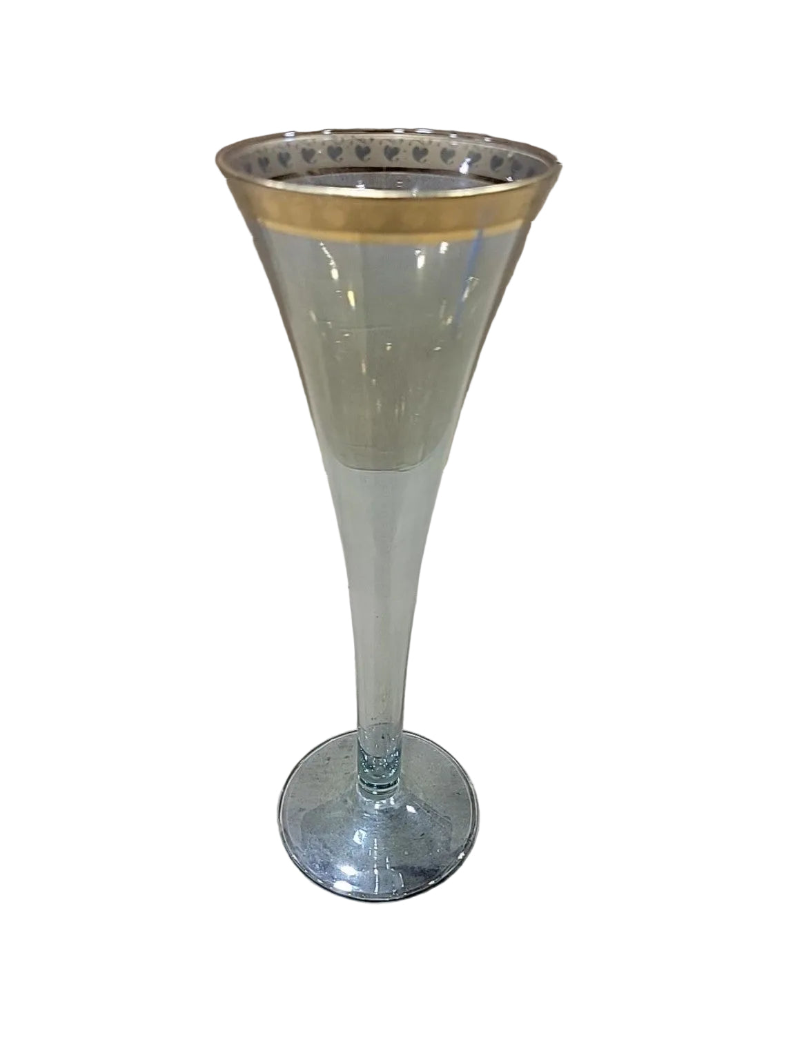 Vintage Gold-Banded Glass Vase & Stemware Set of 3