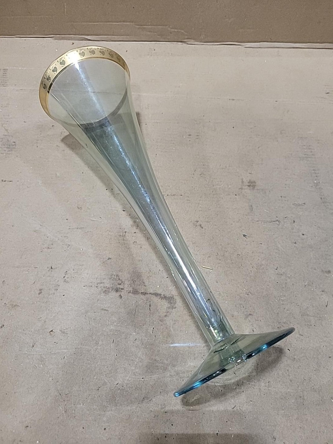 Vintage Gold-Banded Glass Vase & Stemware Set of 3