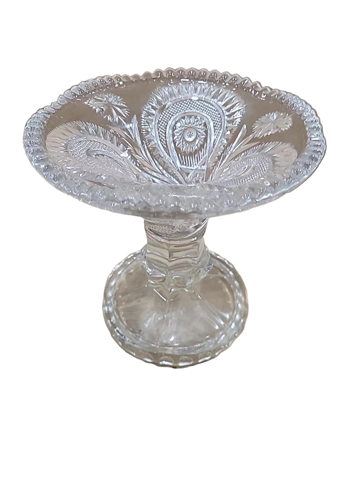 Vintage Pressed Glass Pedestal Compote Bowl