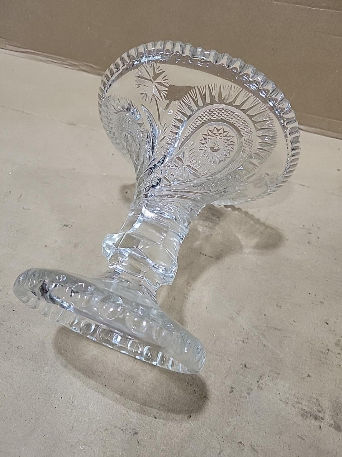 Vintage Pressed Glass Pedestal Compote Bowl