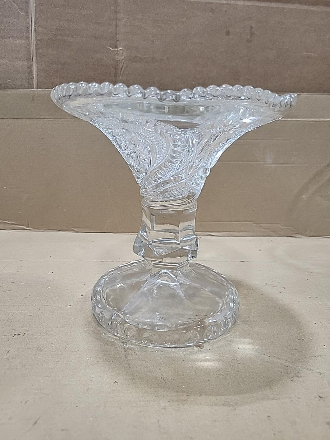 Vintage Pressed Glass Pedestal Compote Bowl