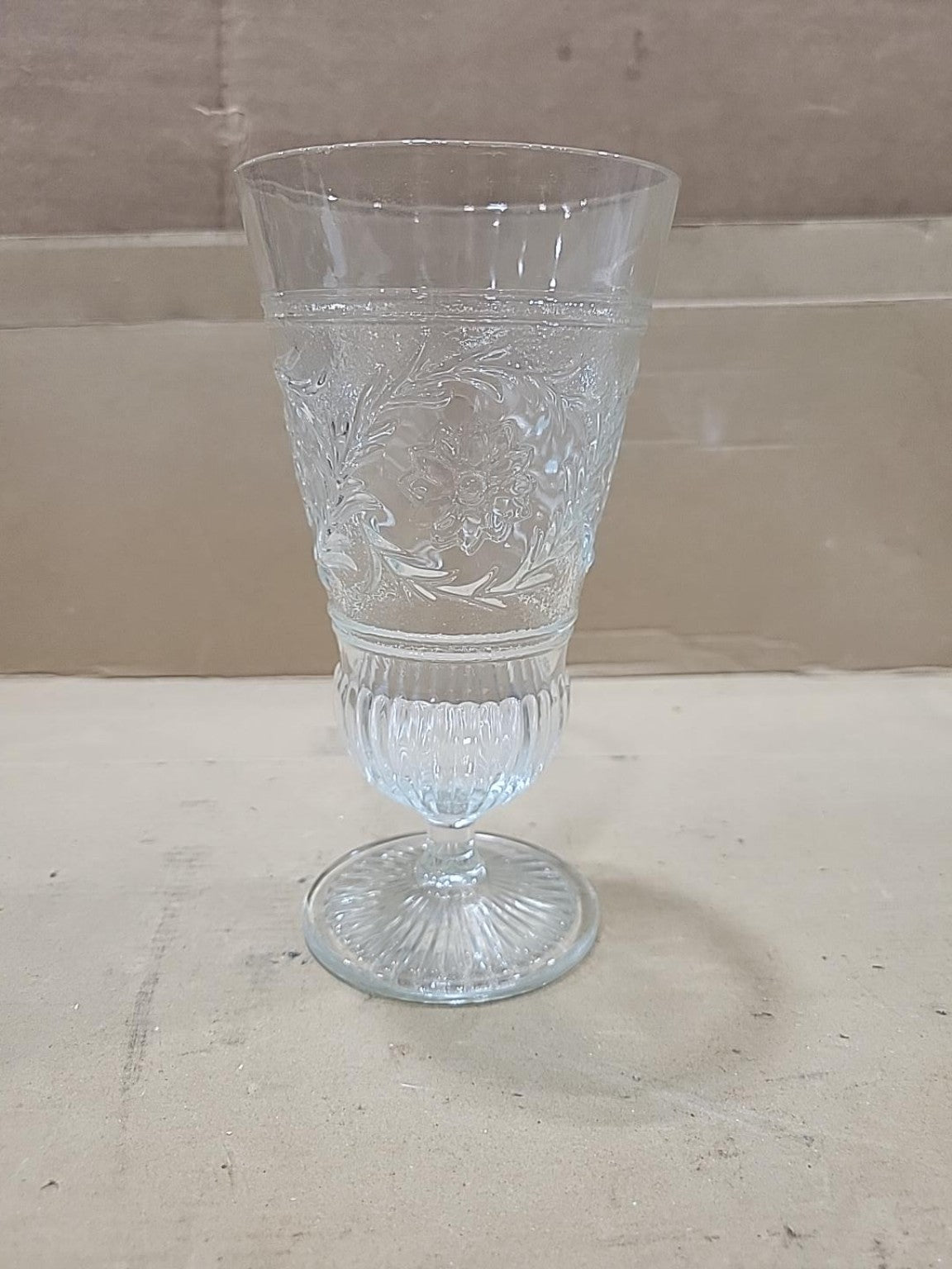 Vintage Floral Pressed Glass Goblets – Set of 2