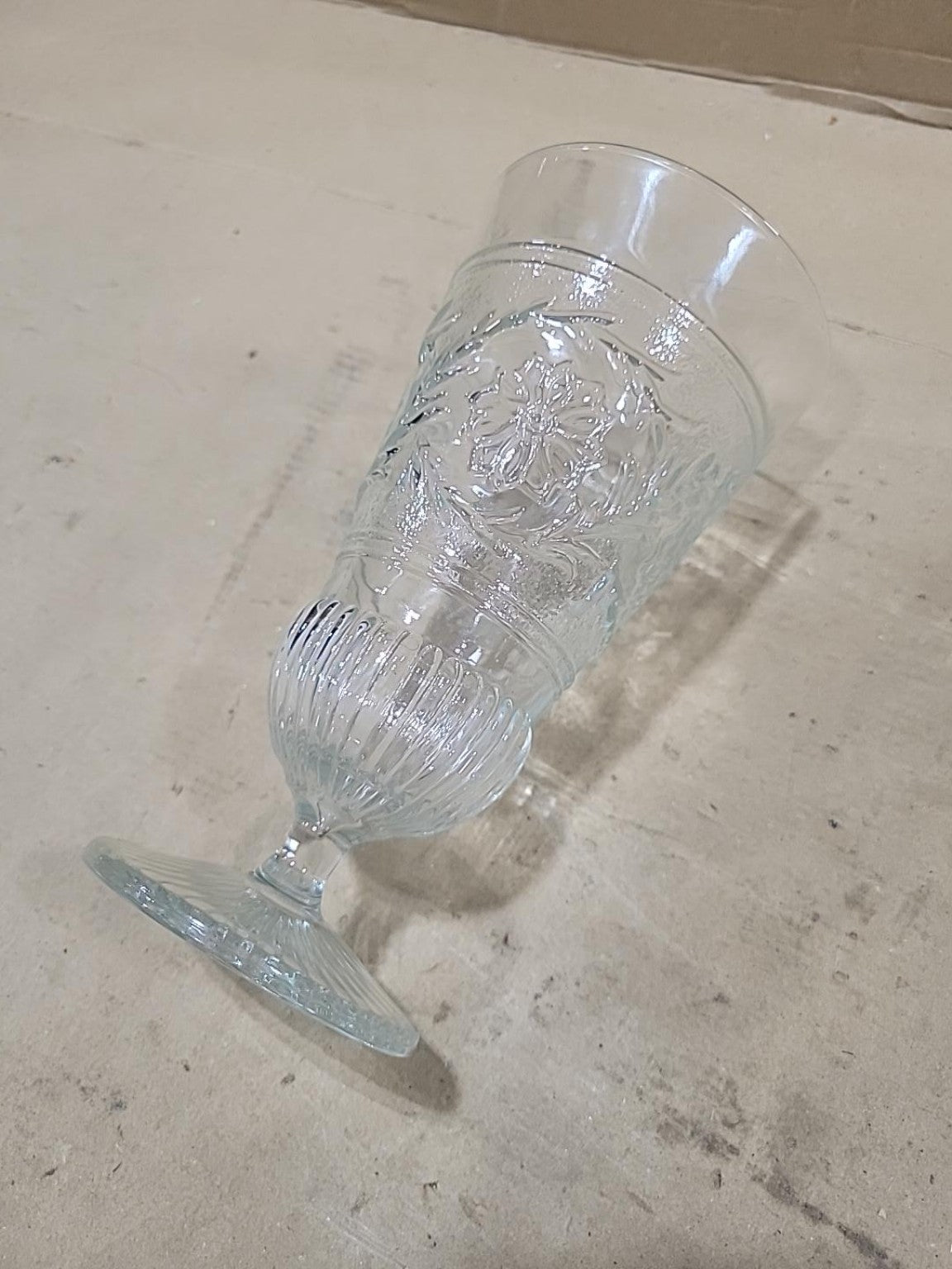 Vintage Floral Pressed Glass Goblets – Set of 2