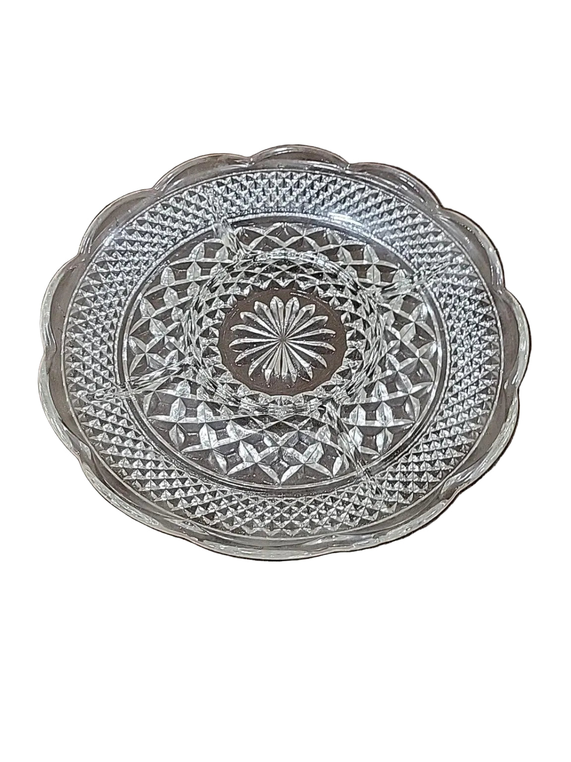 Vintage Clear Glass Divided Relish Serving Tray