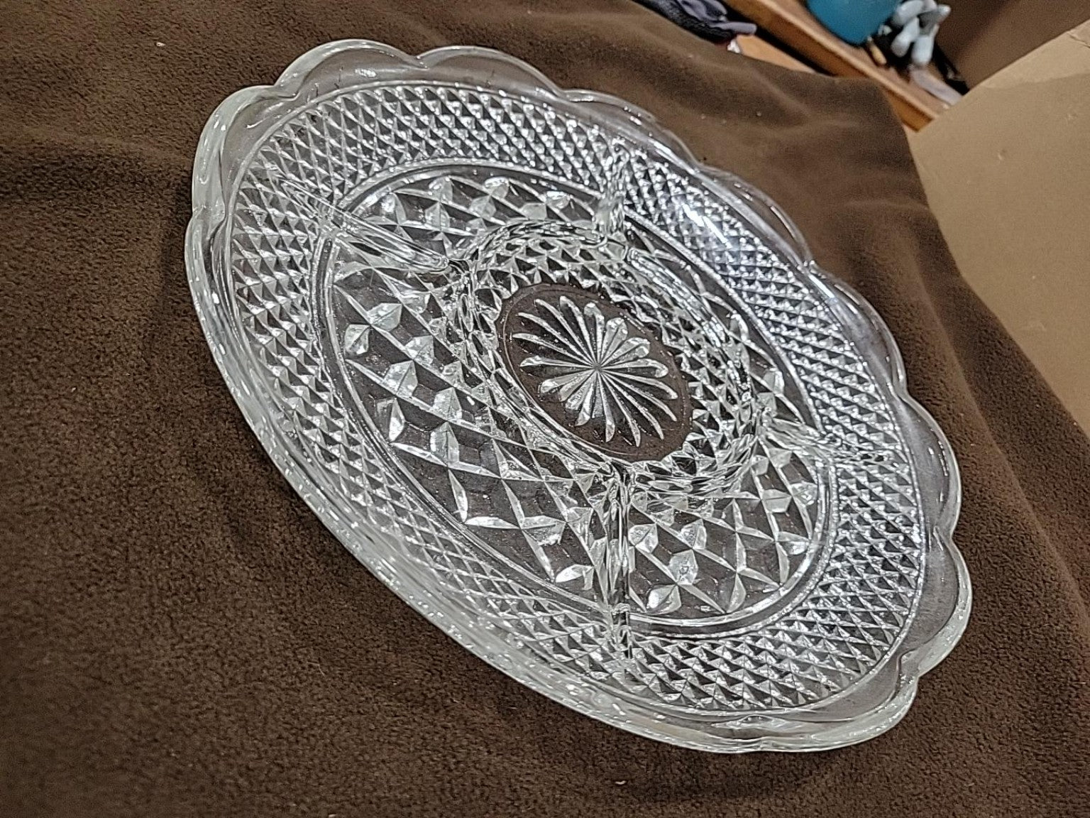 Vintage Clear Glass Divided Relish Serving Tray