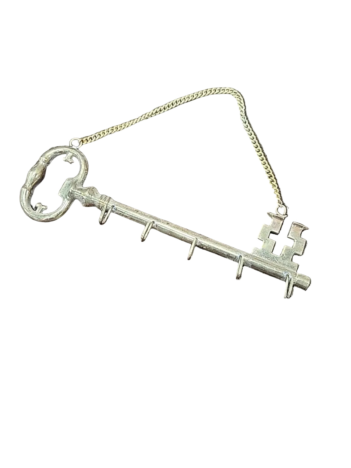 Vintage Brass Skeleton Key Wall Hook & Key Holder