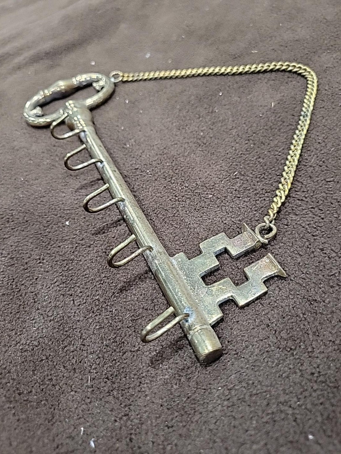 Vintage Brass Skeleton Key Wall Hook & Key Holder