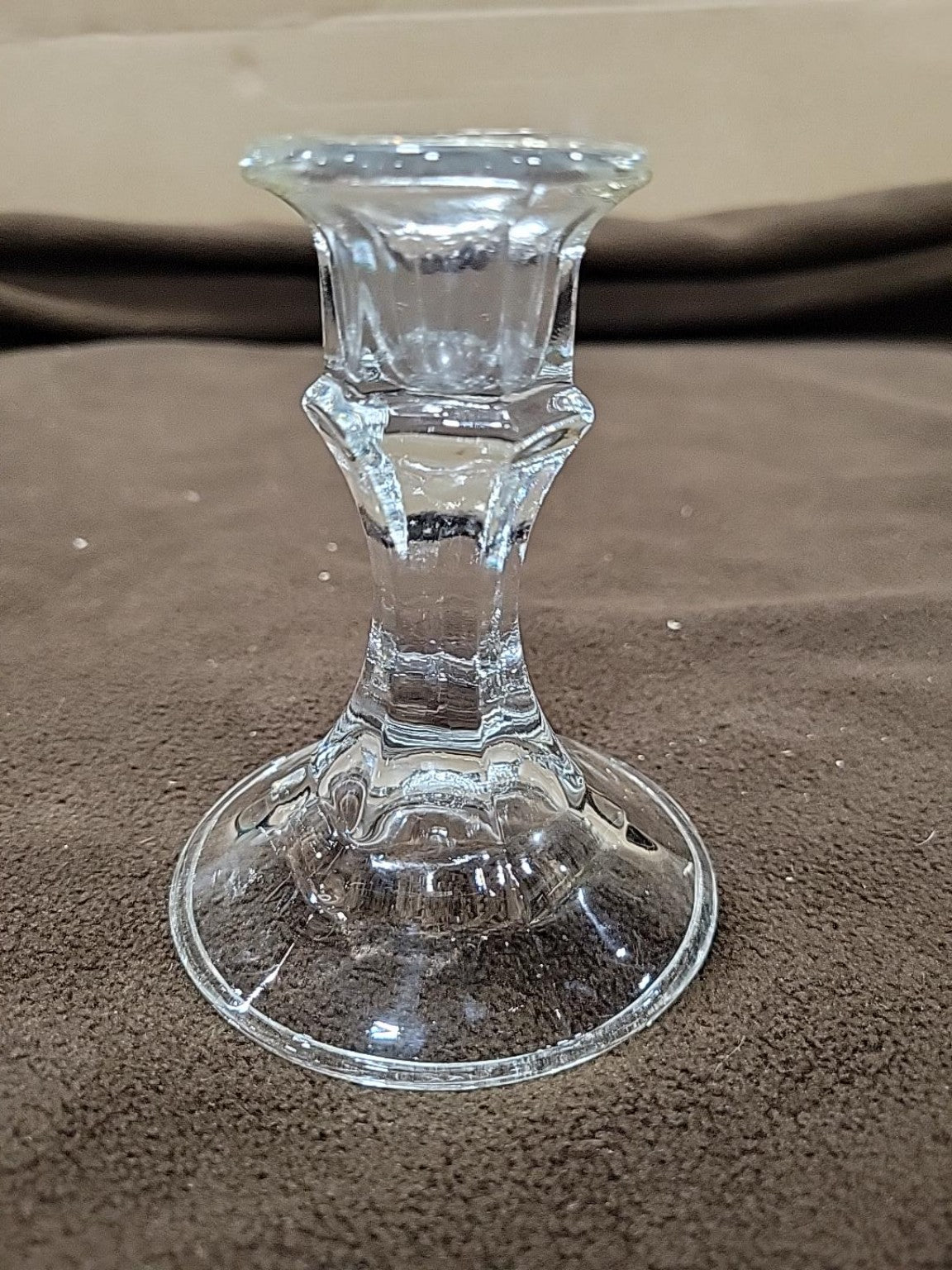 Vintage Clear Glass Single Taper Candle Holder