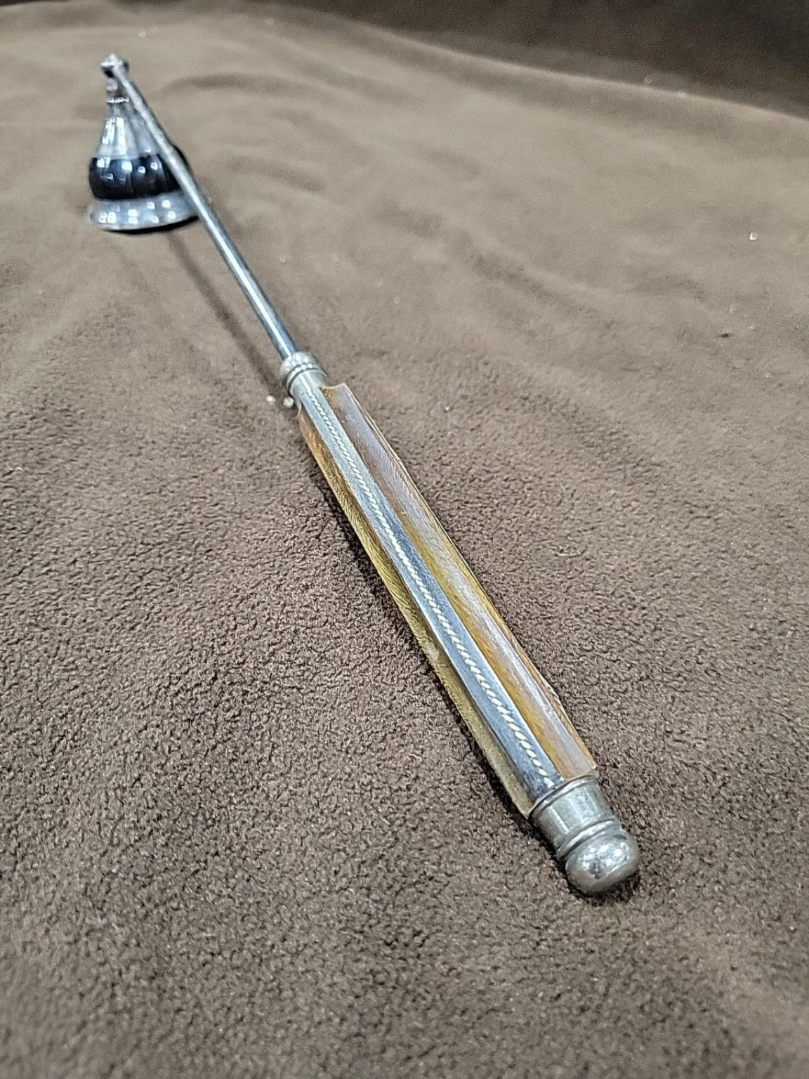 Vintage Silver-Tone Candle Snuffer with Black Accent