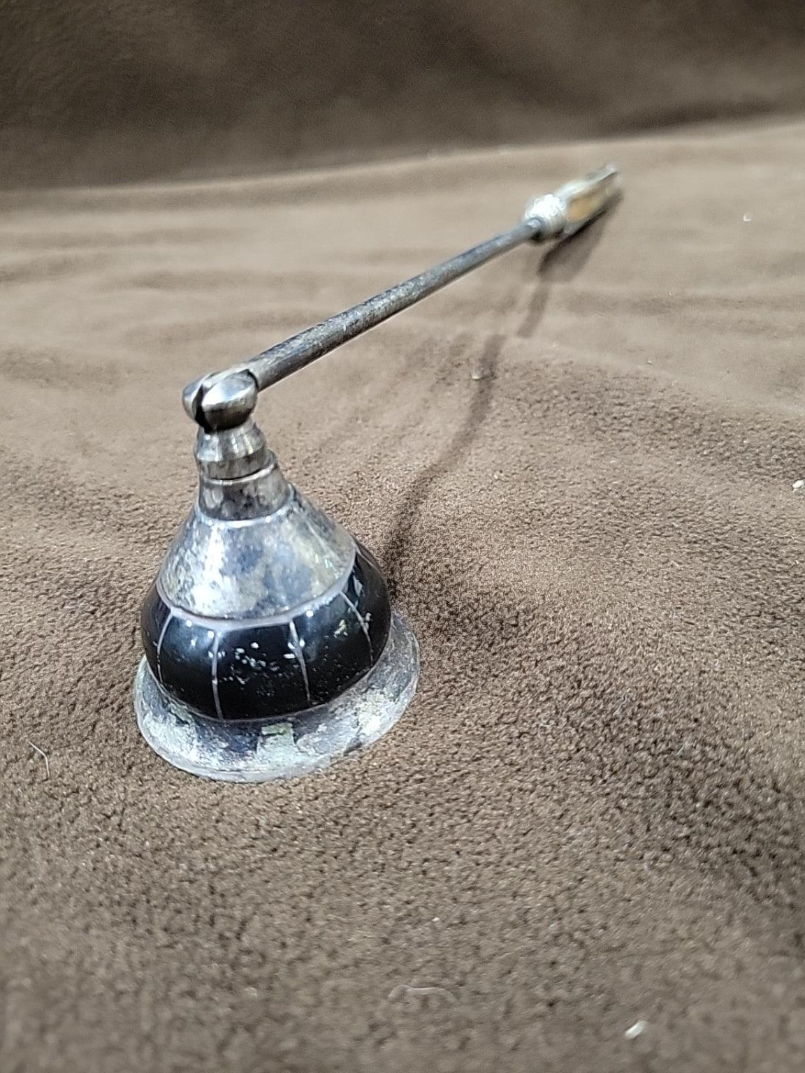 Vintage Silver-Tone Candle Snuffer with Black Accent