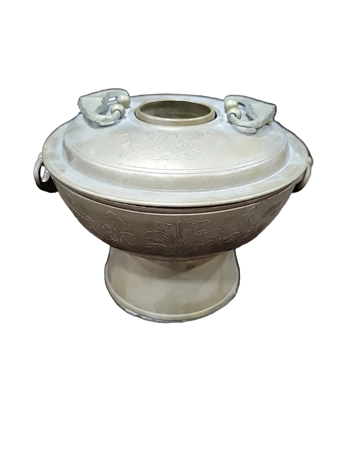 Vintage Engraved Metal Pedestal Incense Burner