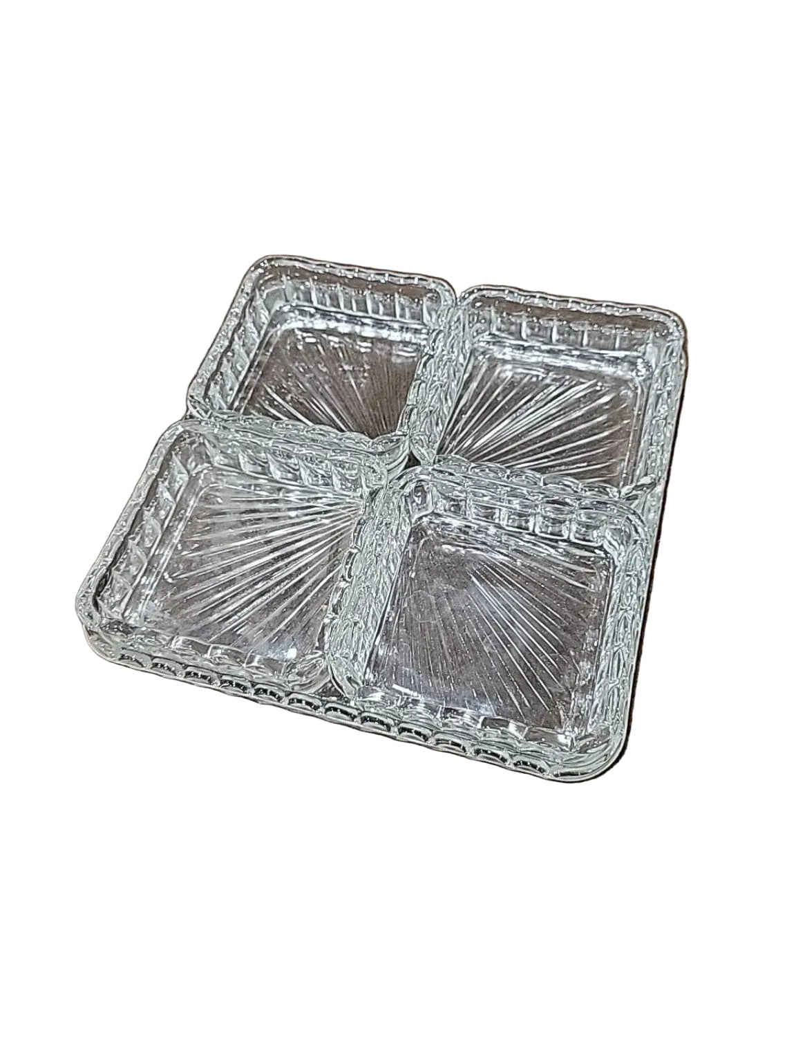 Vintage Pressed Glass Snack Tray Set – 5 Piece