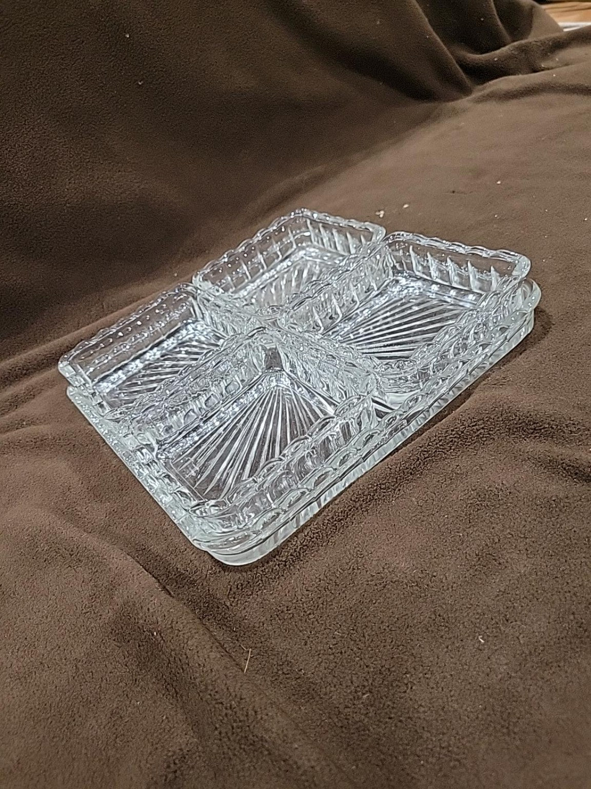 Vintage Pressed Glass Snack Tray Set – 5 Piece