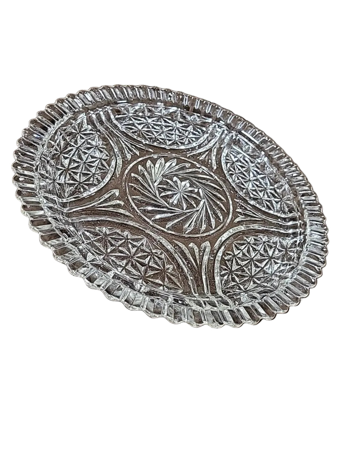 Vintage Crystal-Style Pressed Glass Serving Platter