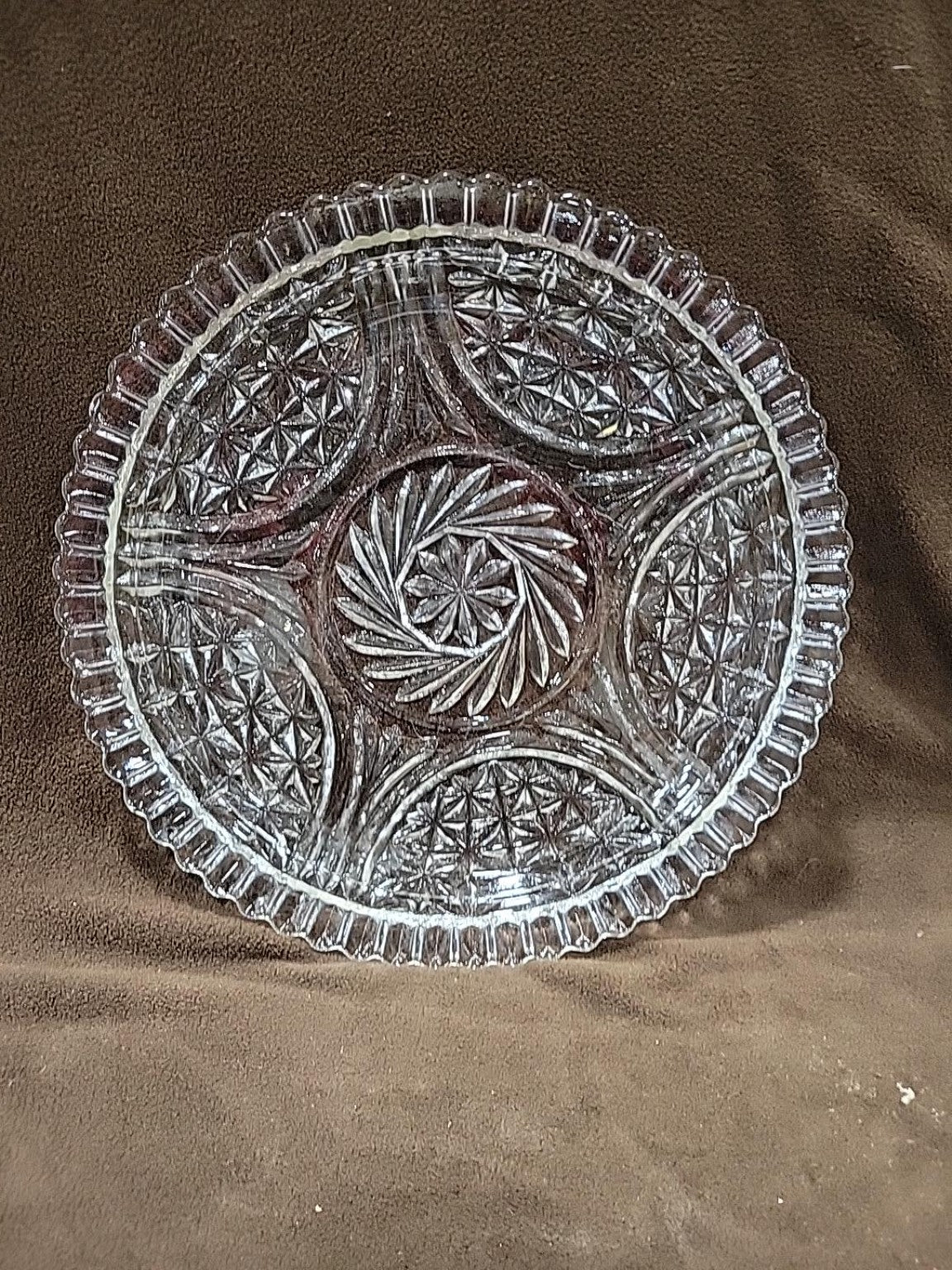 Vintage Crystal-Style Pressed Glass Serving Platter