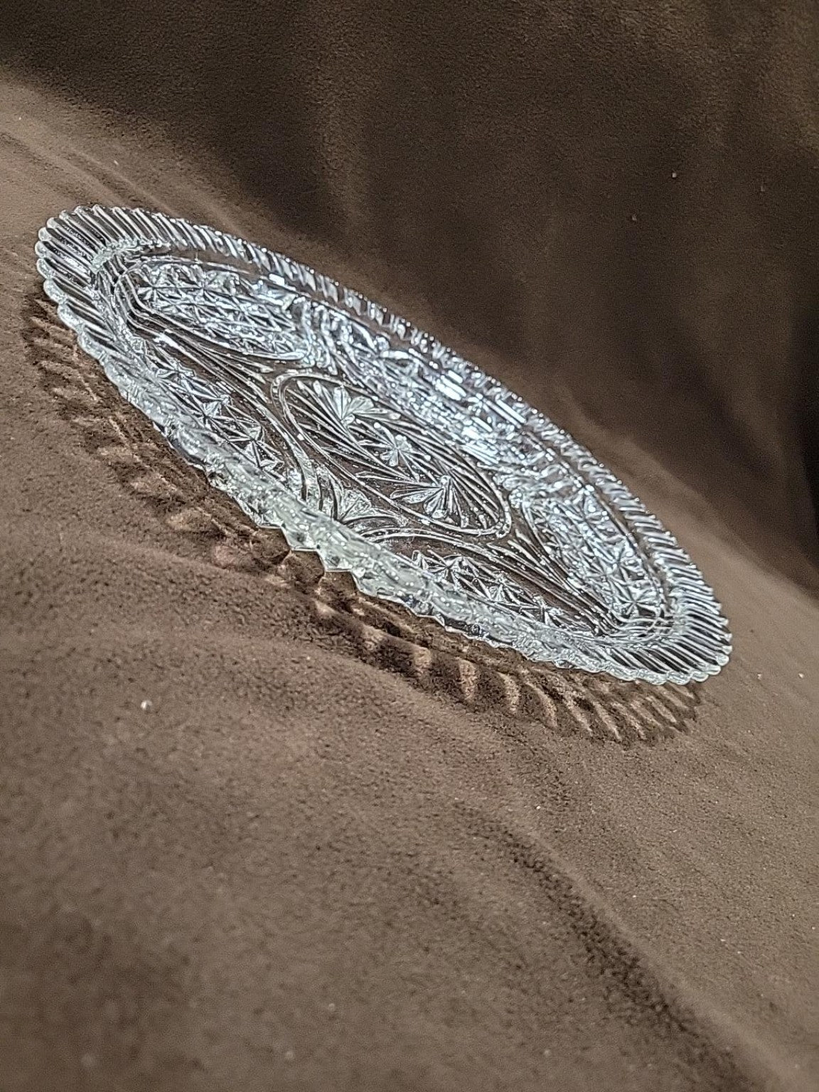 Vintage Crystal-Style Pressed Glass Serving Platter