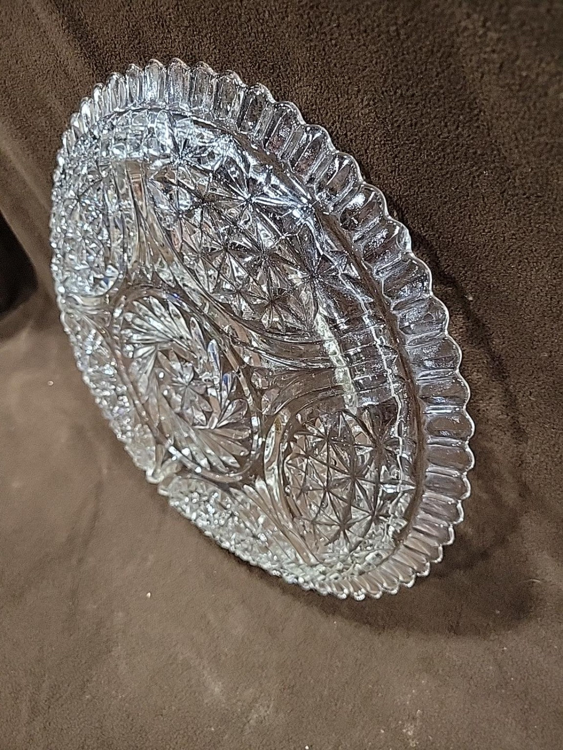 Vintage Crystal-Style Pressed Glass Serving Platter