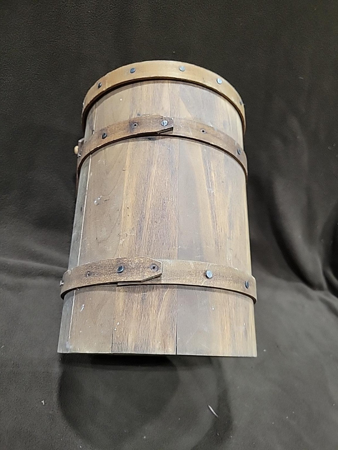 Vintage Rustic Wood Slat Ice Bucket with Lid