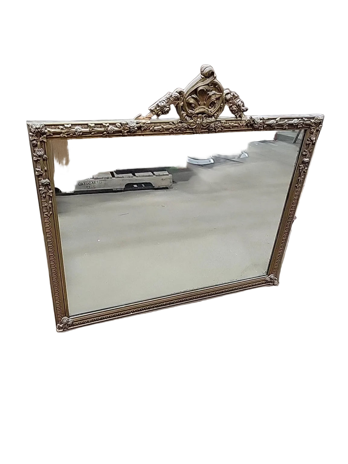 Vintage Ornate Gold Floral Crest Wall Mirror