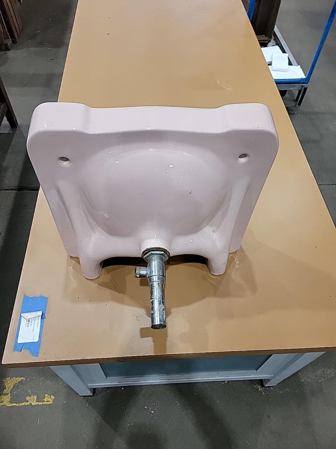 Vintage Pink Porcelain Wall-Mount Sink with Faucet