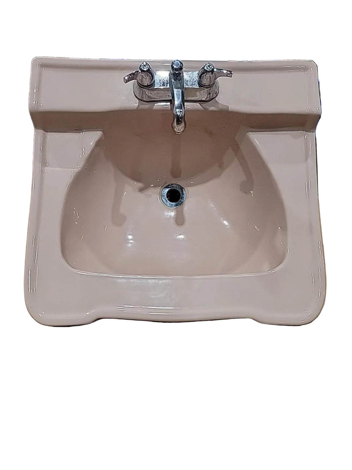 Vintage Pink Porcelain Wall-Mount Sink with Faucet