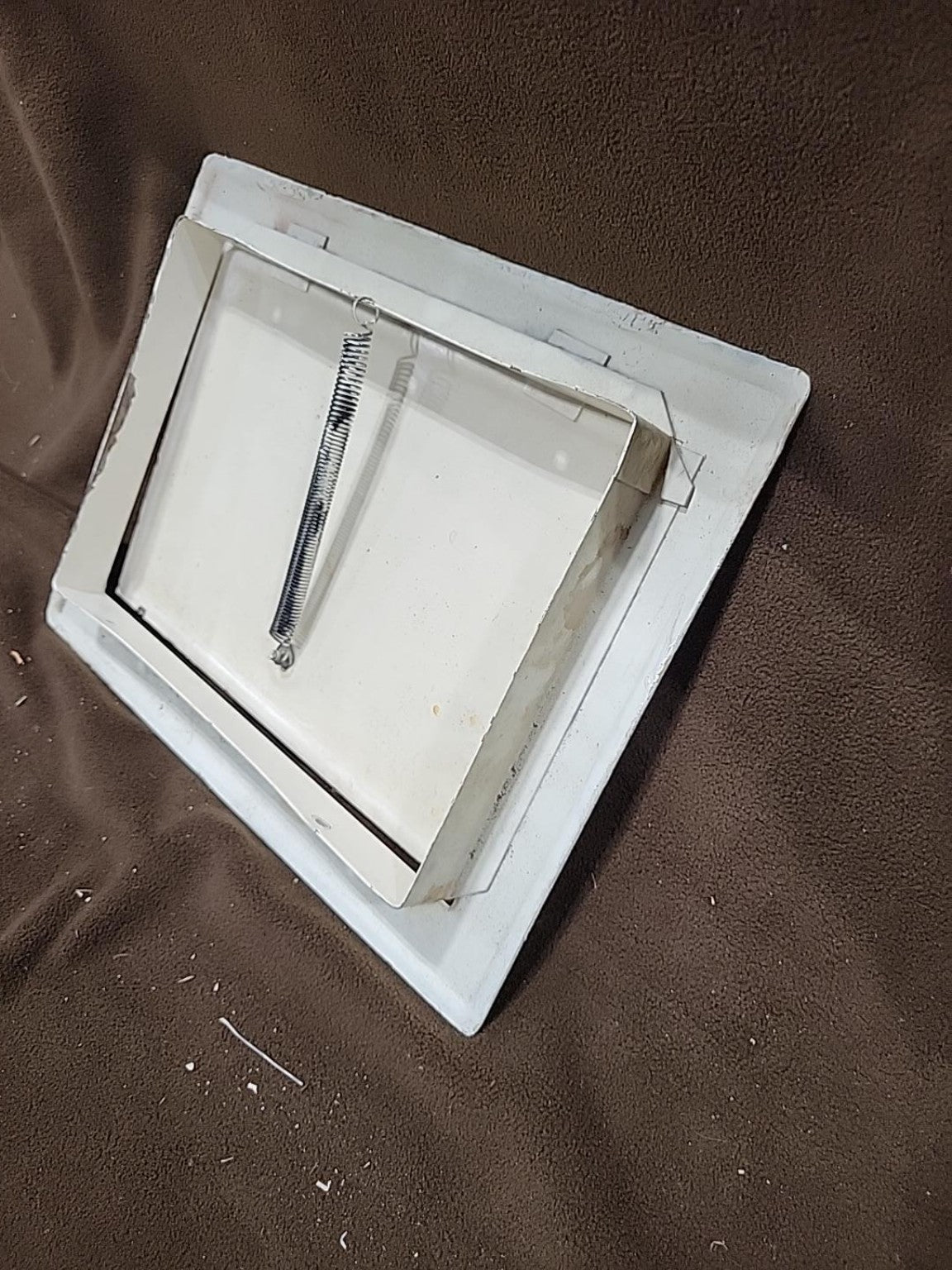Vintage White Metal Spring-Loaded Wall Access Door