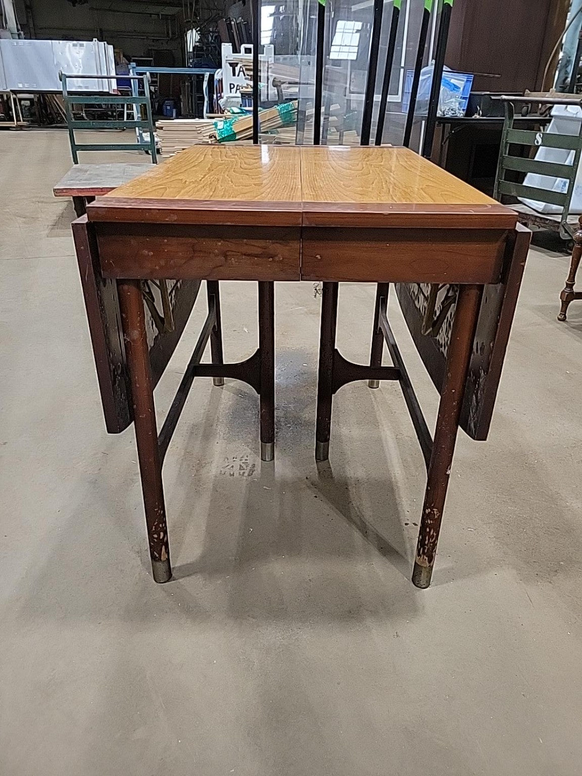 Vintage Two-Tone Drop-Leaf Dining Table