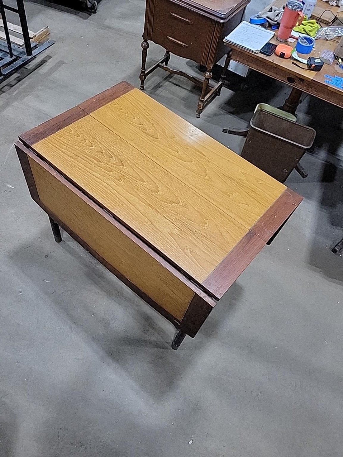 Vintage Two-Tone Drop-Leaf Dining Table
