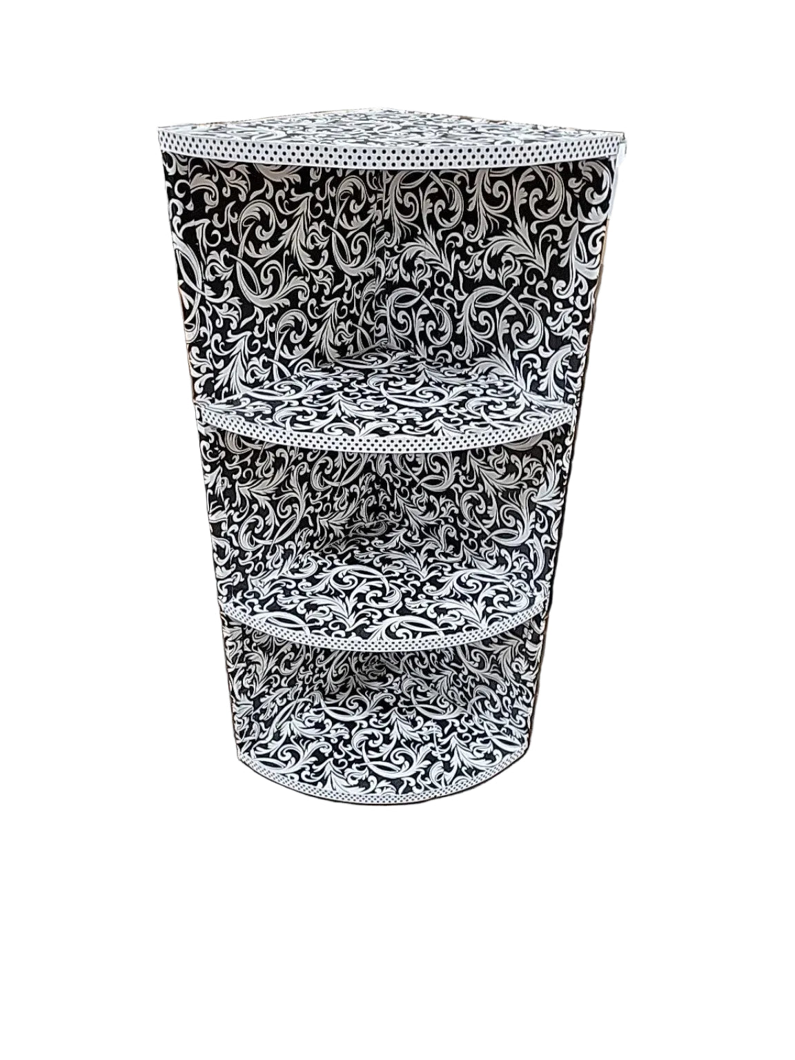 Black & White Floral Corner Display Shelf