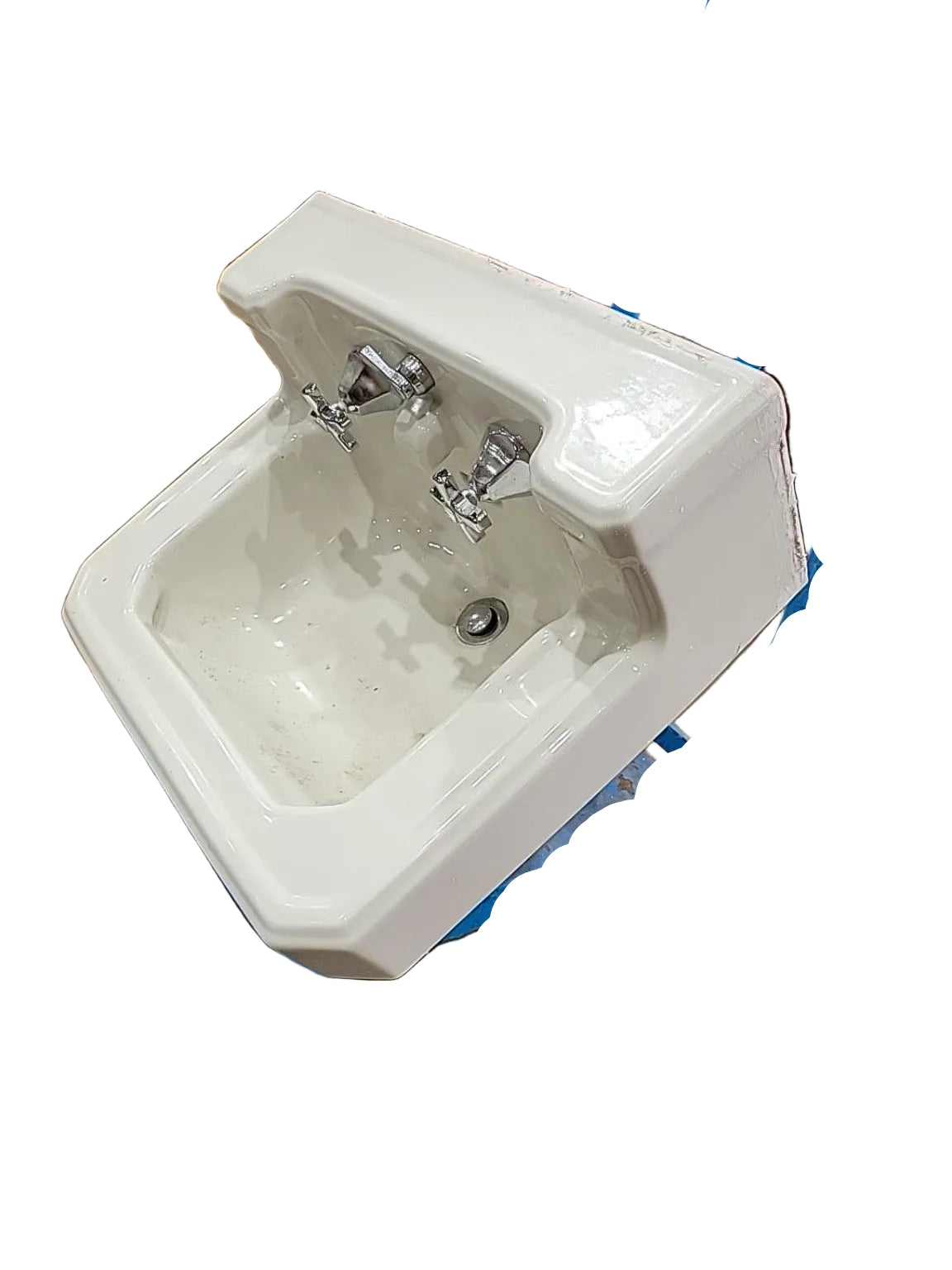 Vintage White Porcelain Cast Iron Wall-Mount Sink