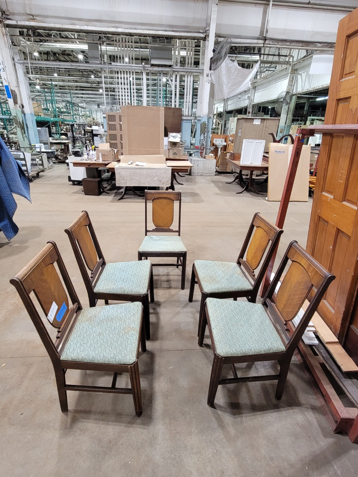 Vintage Art Deco Wood Dining Chairs – Set of 5