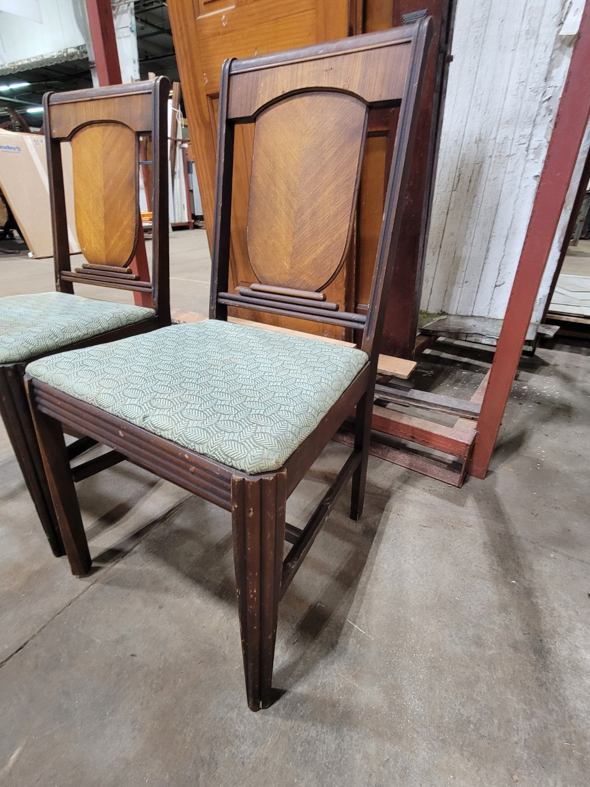 Vintage Art Deco Wood Dining Chairs – Set of 5