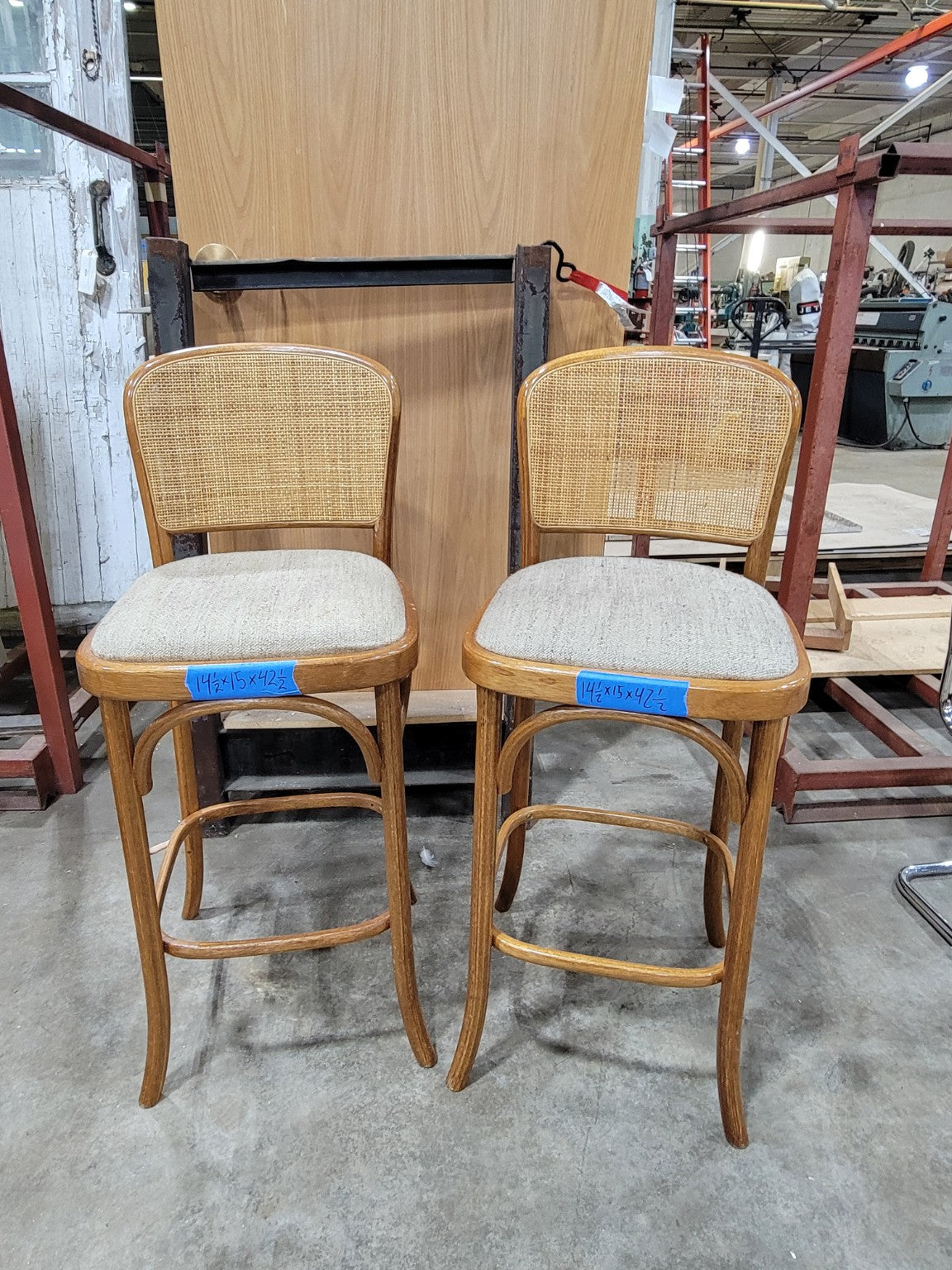 Vintage Coja Cane Back Bentwood Bar Stools – Pair