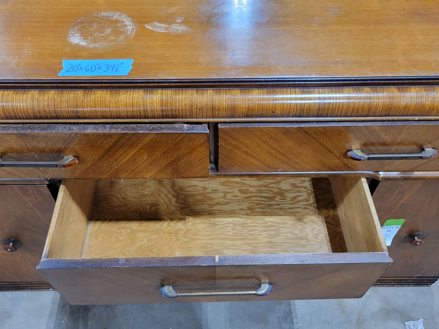 Vintage Art Deco Waterfall Vanity Desk with Storage