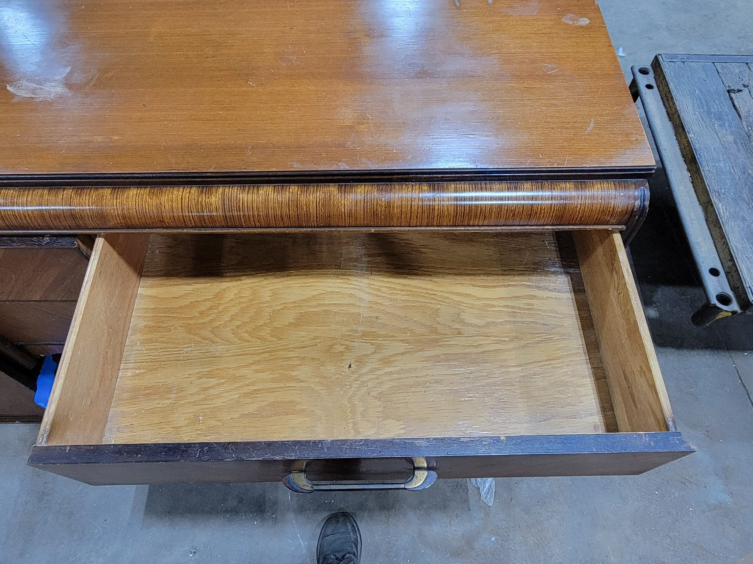 Vintage Art Deco Waterfall Vanity Desk with Storage