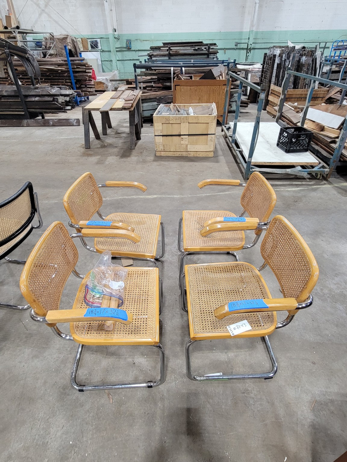 Vintage Cesca-Style Cane & Chrome Armchairs – Set of 4