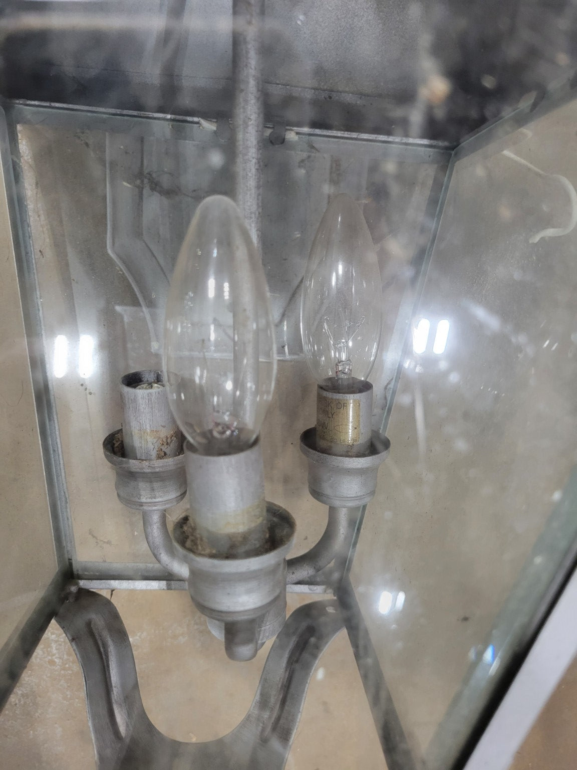 Pair of Traditional Silver Finish Outdoor Wall Lanterns