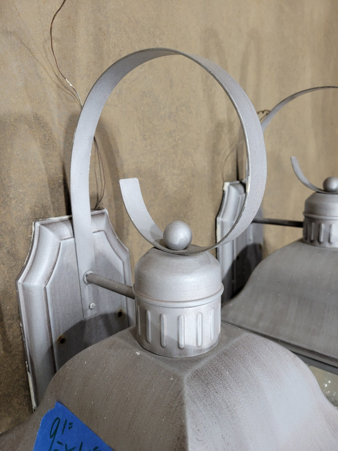 Pair of Traditional Silver Finish Outdoor Wall Lanterns