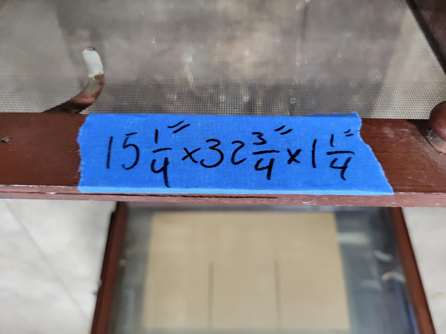 Vintage Wood Window Screen with Original Hardware