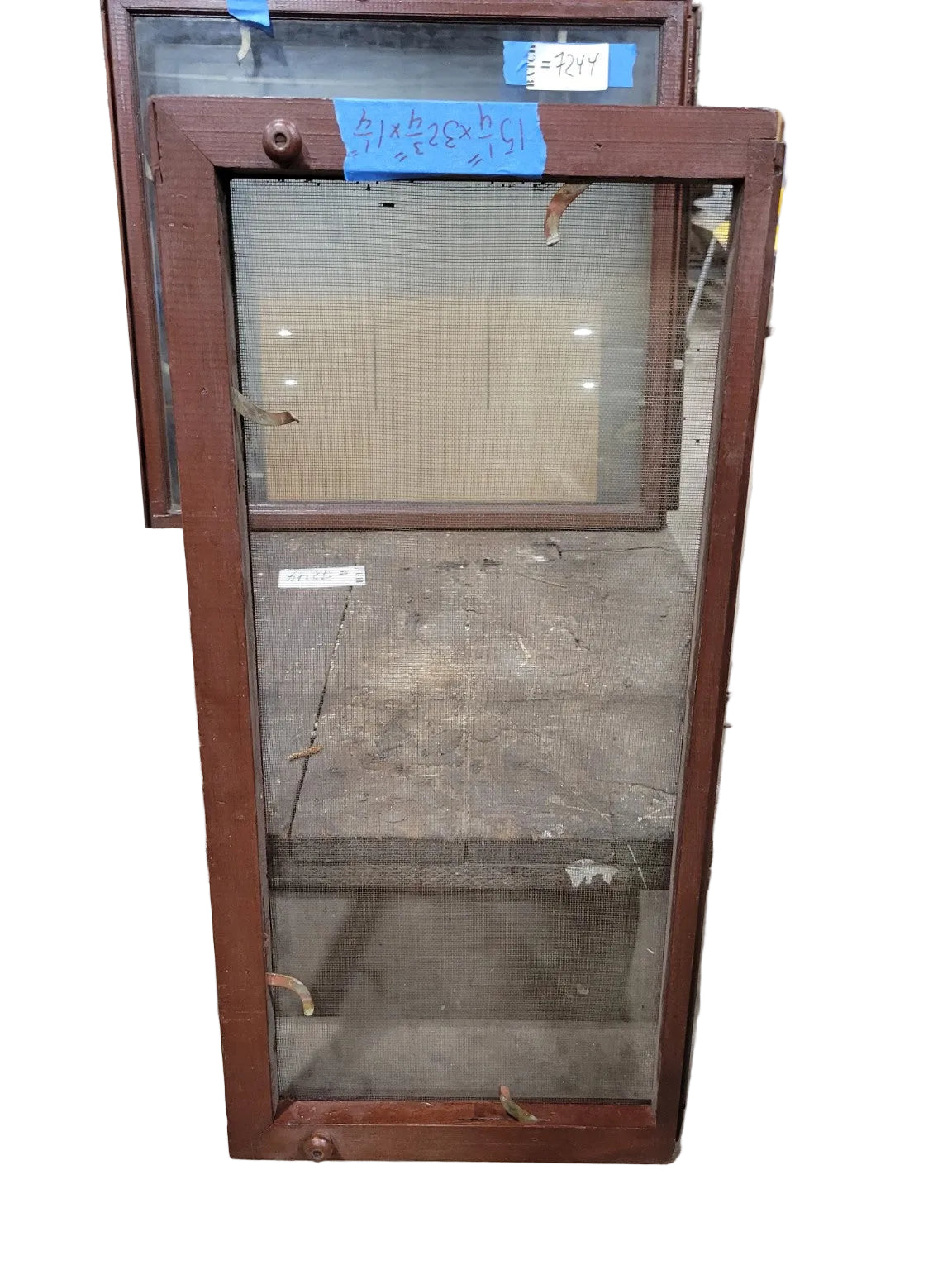 Vintage Wood Window Screen with Original Hardware