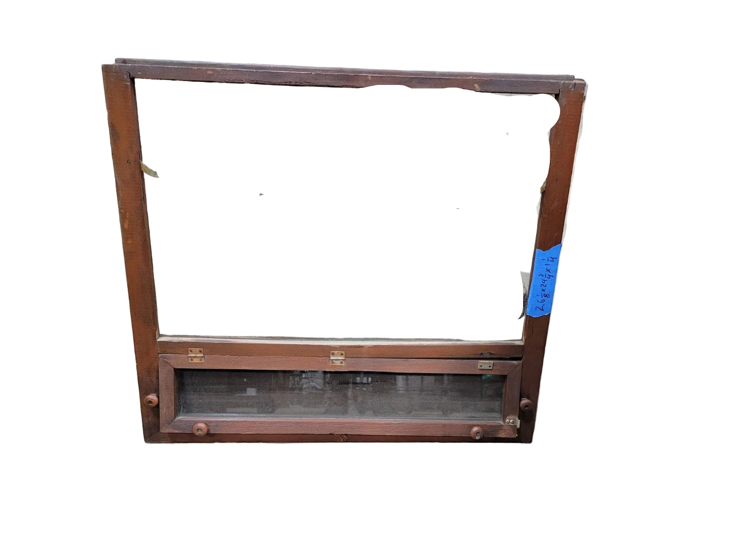 Vintage Wood Casement Window with Transom Screen